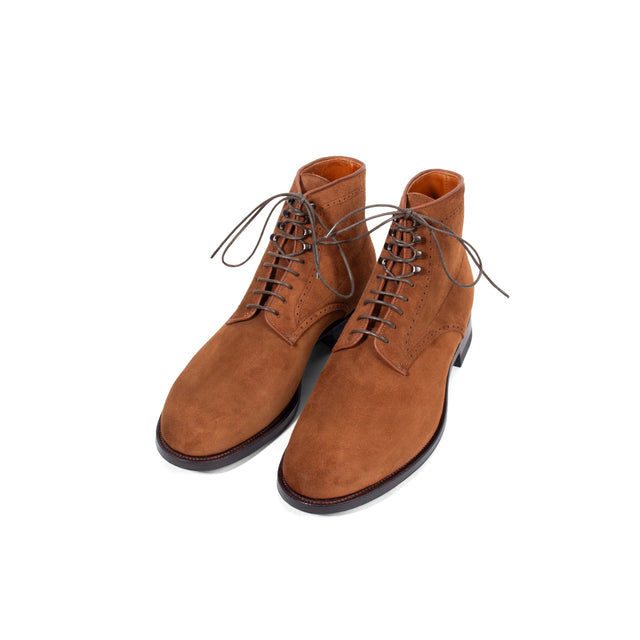 Viberg x Garmsville Brogue Navvy Boot™ in Parisian Brown Janus Suede