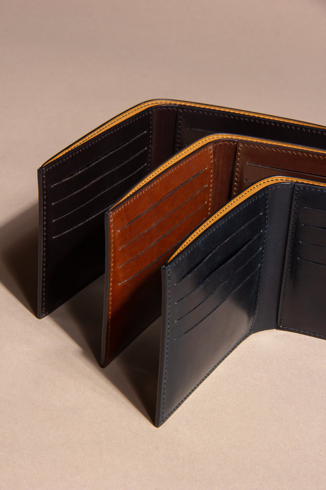 Viberg Billfold - Dark Cognac Hatchgrain Shell Cordovan