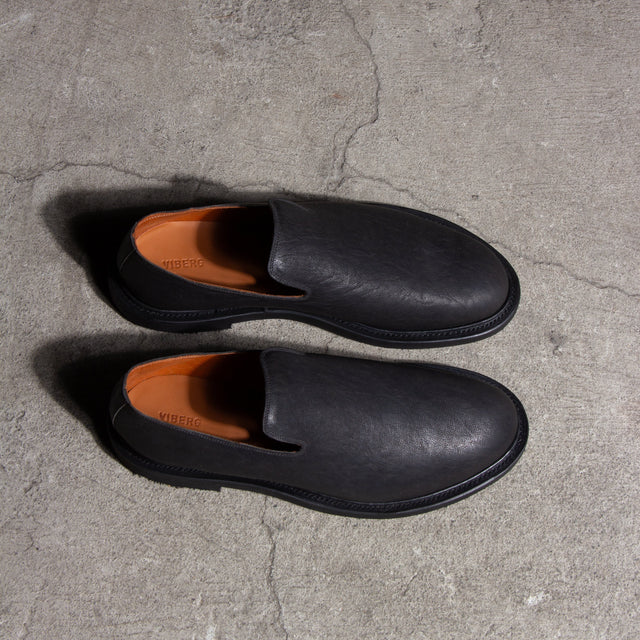Slipper - Nero Washed Kangaroo