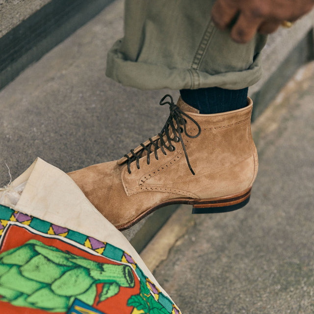 Viberg x Garmsville Brogue Navvy Boot™ in Peanut Papillon