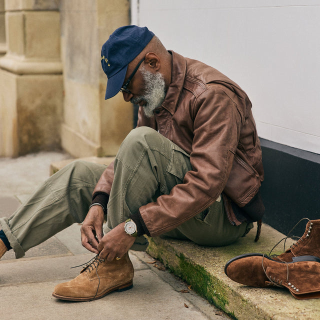 Viberg x Garmsville Brogue Navvy Boot™ in Peanut Papillon