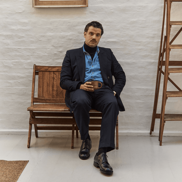 Navvy Cut Shoe - Black Alcazar Calf - VIBERG