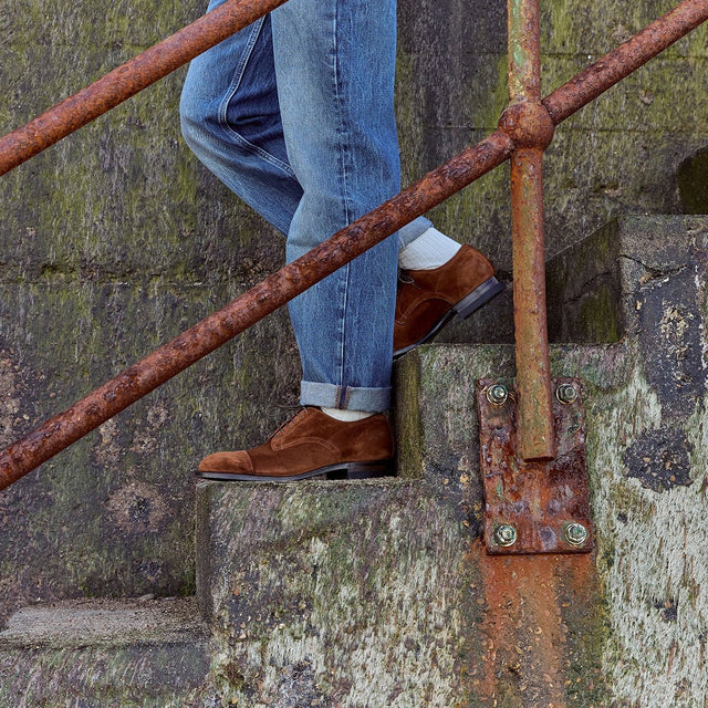Navvy Cut Shoe - Polo Brown Janus Calf Suede - VIBERG