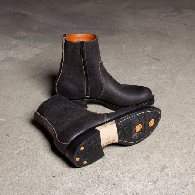 Side Zip - Black Washed Waxed Flesh