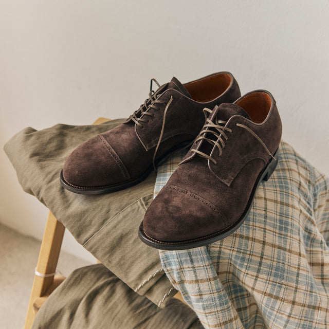 Navvy Cut Shoe BCT - Dark Chocolate Janus Suede - VIBERG