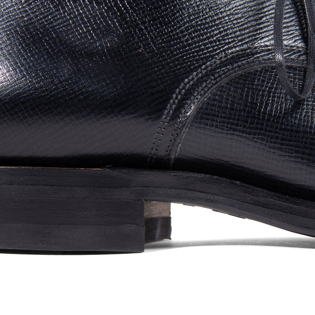 Navvy Cut Shoe - Black Alcazar Calf - VIBERG