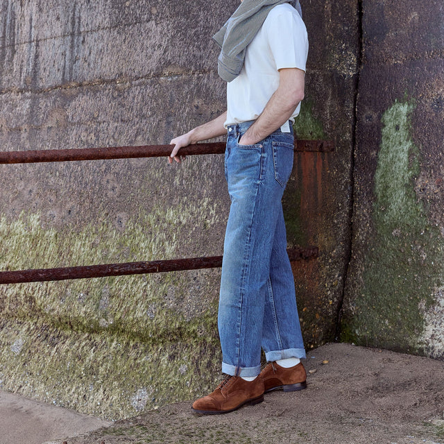Navvy Cut Shoe - Polo Brown Janus Calf Suede - VIBERG